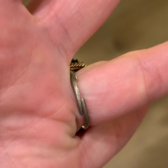 Elegant Gold and Blue-Green Gemstone Ring Adjustable Size - Picture 5 of 6